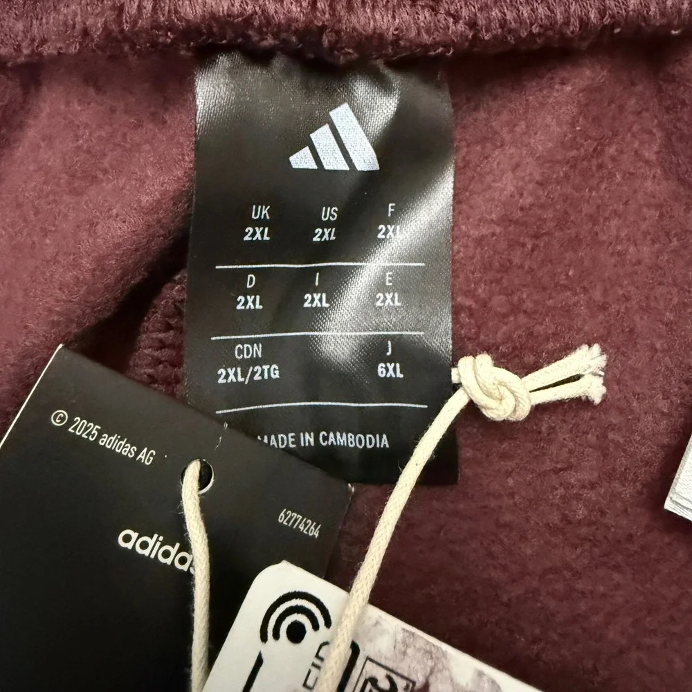 Adidas Joggers Mens 2XL‎ Burgundy Colorblock Multi Sport Fleece Pants 36x28